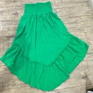 Green Smocked Waist Skirt Asymmetrical Hem Wild Fable Excellent Condition Small